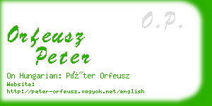 orfeusz peter business card